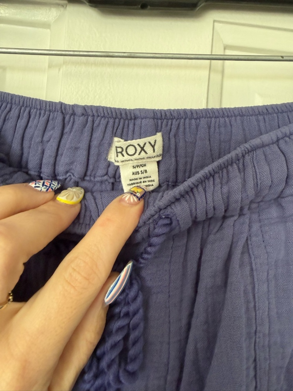Roxy 100% cotton Lightweight Wide-Leg Cargo Pants in Dusty Blue - Picture 3 of 3